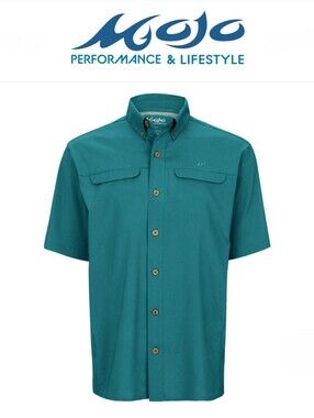 Mojo Mr.Big Short Sleeve Performance Fishing Shirt Sz XL Teal